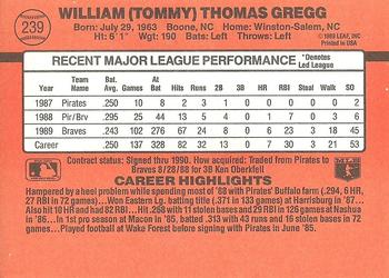 1990 Donruss #239 Tommy Gregg Back