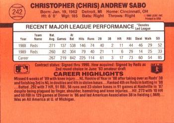 1990 Donruss #242 Chris Sabo Back
