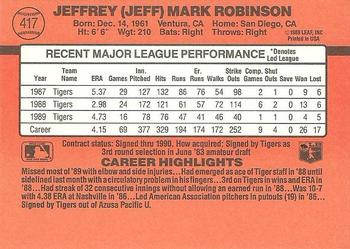 1990 Donruss #417 Jeff Robinson Back