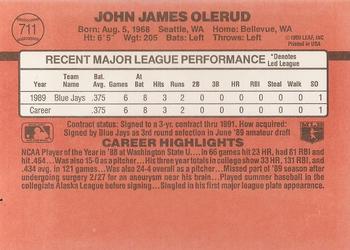 1990 Donruss #711 John Olerud Back