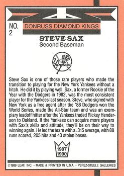1990 Donruss #2 Steve Sax Back