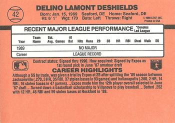 1990 Donruss #42 Delino DeShields Back