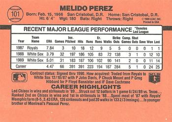 1990 Donruss #101 Melido Perez Back