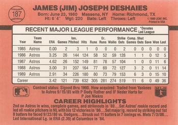 1990 Donruss #187 Jim Deshaies Back