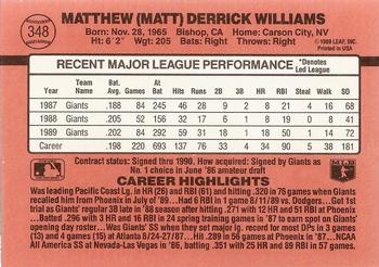1990 Donruss #348 Matt Williams Back