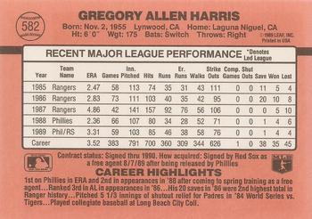 1990 Donruss #582 Greg Harris Back