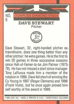 1990 Donruss #6 Dave Stewart Back