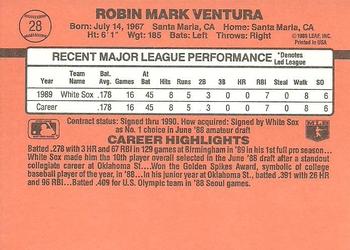 1990 Donruss #28 Robin Ventura Back