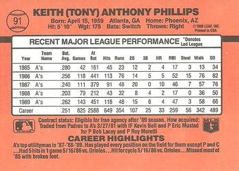 1990 Donruss #91 Tony Phillips Back