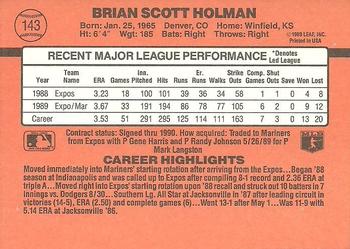 1990 Donruss #143 Brian Holman Back