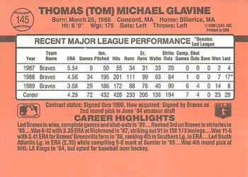 1990 Donruss #145 Tom Glavine Back