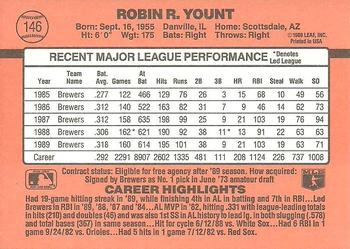 1990 Donruss #146 Robin Yount Back