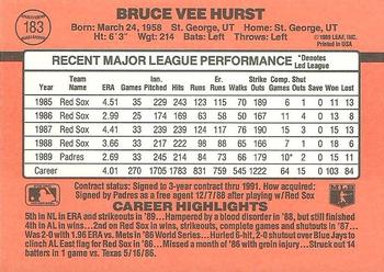 1990 Donruss #183 Bruce Hurst Back