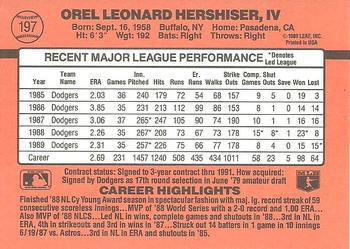1990 Donruss #197 Orel Hershiser Back
