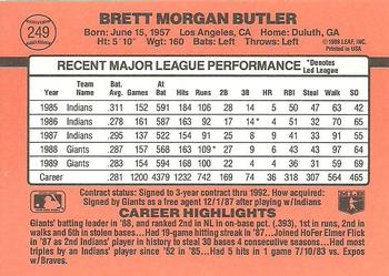 1990 Donruss #249 Brett Butler Back