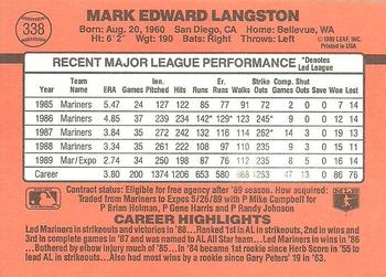 1990 Donruss #338 Mark Langston Back