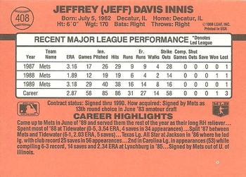 1990 Donruss #408 Jeff Innis Back