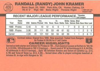 1990 Donruss #409 Randy Kramer Back