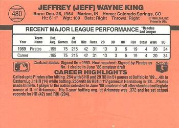 1990 Donruss #480 Jeff King Back