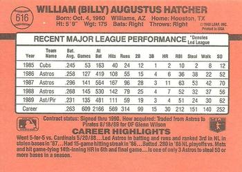 1990 Donruss #616 Billy Hatcher Back