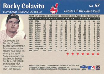 2000 Fleer Greats of the Game #67 Rocky Colavito Back