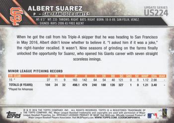 2016 Topps Update - Black & White Negatives #US224 Albert Suarez Back