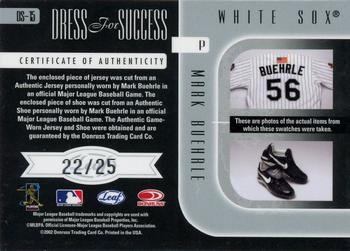 2002 Leaf Rookies & Stars - Dress for Success Prime Cuts #DS-15 Mark Buehrle Back