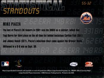 2002 Leaf Rookies & Stars - Statistical Standouts #SS-32 Mike Piazza  Back