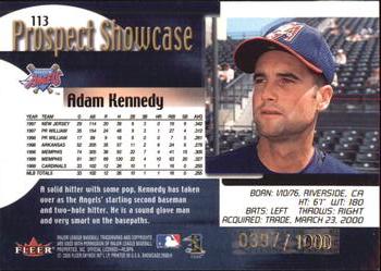 2000 Fleer Showcase #113 Adam Kennedy Back