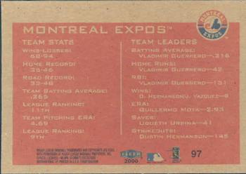 2000 Fleer Tradition #97 Montreal Expos Back