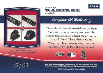 2002 Playoff Piece of the Game - Materials #POG-54 Manny Ramirez Back