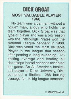 1985 TCMA Most Valuable Players National League #NNO Dick Groat Back