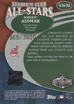 2002 Stadium Club - All-Star Relics #SCAS-RA Roberto Alomar Back