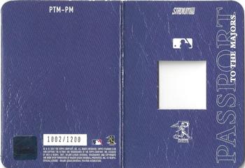 2002 Stadium Club - Passport to the Majors #PTMPM Pedro Martinez Back