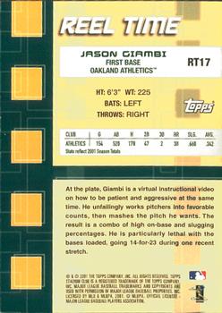 2002 Stadium Club - Reel Time #RT17 Jason Giambi  Back