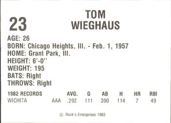 1983 Dog N Shake Wichita Aeros #23 Tom Wieghaus Back