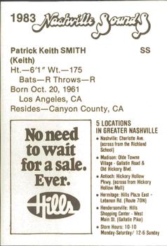 1983 Hills Nashville Sounds #NNO Keith Smith Back