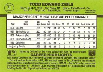 1990 Donruss The Rookies #31 Todd Zeile Back