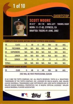 2002 Topps - Draft Picks #1 Scott Moore  Back