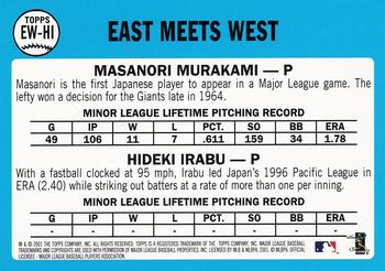 2002 Topps - East Meets West #EW-HI Hideki Irabu / Masanori Murakami Back