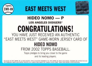 2002 Topps - East Meets West Relics #EWR-HN Hideo Nomo Back