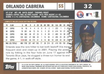 2002 Topps - Gold #32 Orlando Cabrera Back
