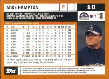 2002 Topps - Home Team Advantage #10 Mike Hampton  Back