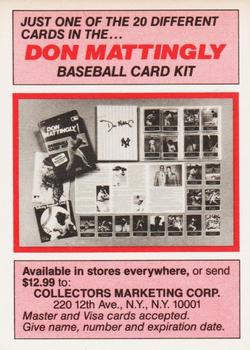 1988 CMC Don Mattingly Baseball Card Kit #NNO Don Mattingly Back