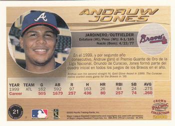 2000 Pacific Crown Collection #21 Andruw Jones Back