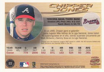 2000 Pacific Crown Collection #22 Chipper Jones Back