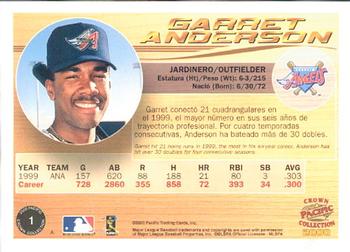 2000 Pacific Crown Collection #1 Garret Anderson Back