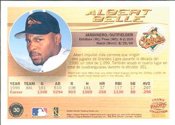 2000 Pacific Crown Collection #30 Albert Belle Back