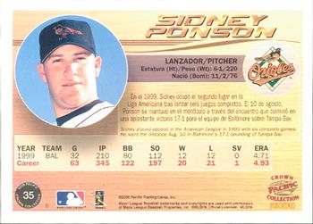 2000 Pacific Crown Collection #35 Sidney Ponson Back