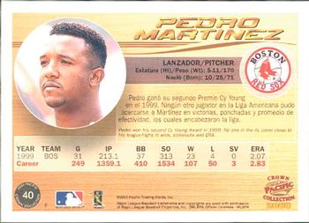 2000 Pacific Crown Collection #40 Pedro Martinez Back